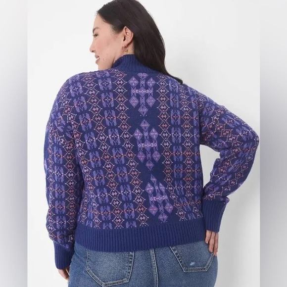 NWOT Lane Bryant Plus Size Classic Long-Sleeve Mock-Neck Jacquard Sweater 18/20 - Picture 3 of 7